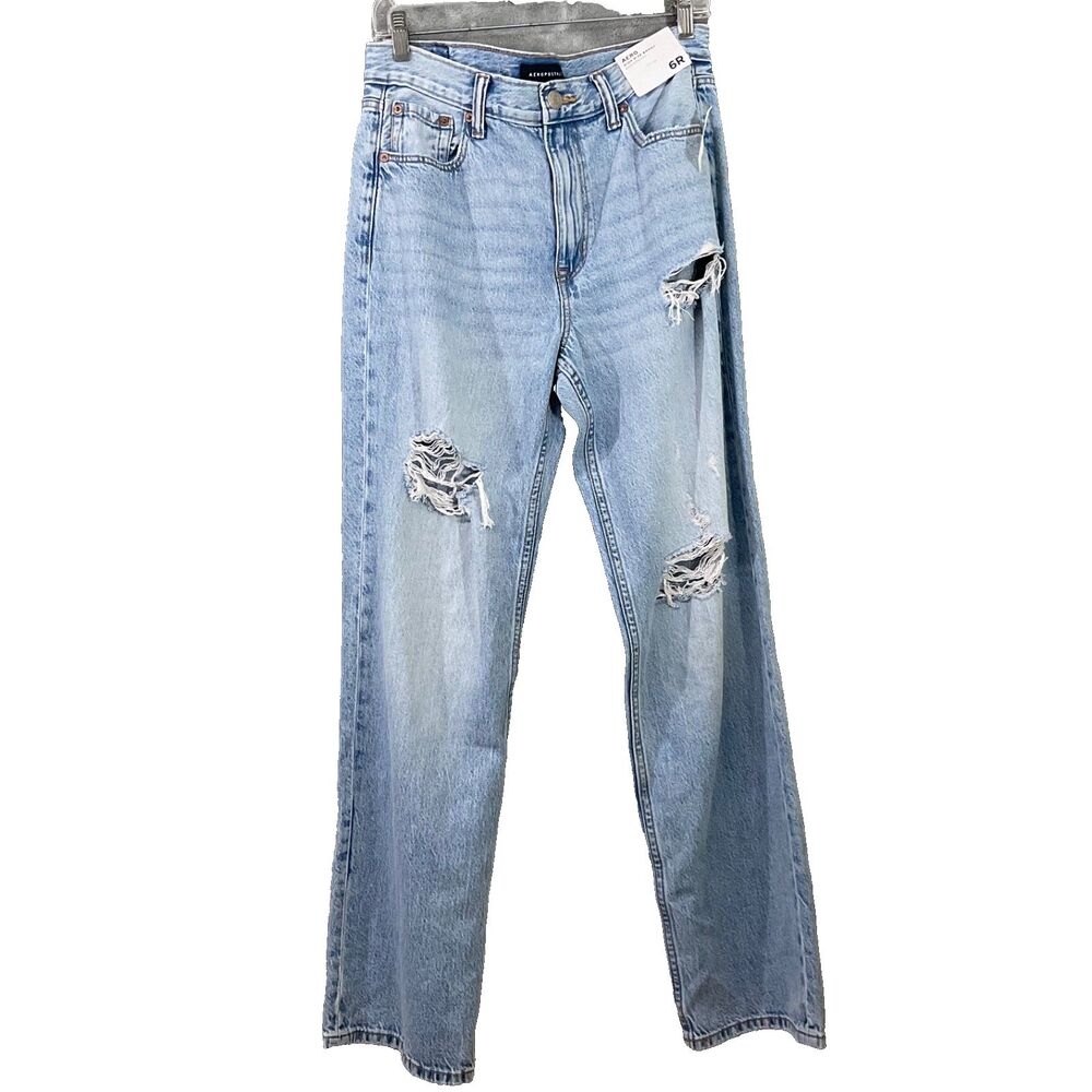 NWT Women’s Aeropostale  6R High Rise Baggy Jeans Relaxed 90’s Distressed Style